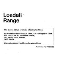 JCB 520, 525, 530, 540 Loadall Range Service Manual - 9803/3350
