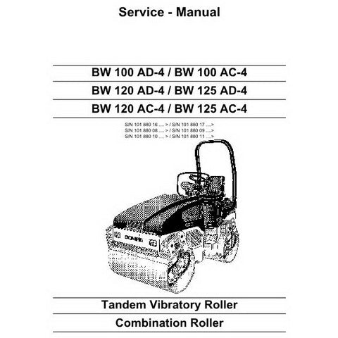 Bomag BW100AD-4/BW100AC-4/BW120AD-4/BW125AD-4/BW120AC-4/BW125AC-4 Tandem Vibratory Roller / Combination Roller Service Manual