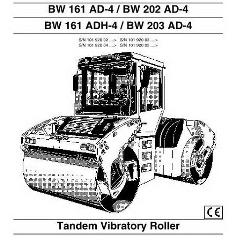 Bomag BW 161, BW 202, BW 203 AD-4/ADH-4 Tandem Vibratory Roller Operation and Maintenance Instructions