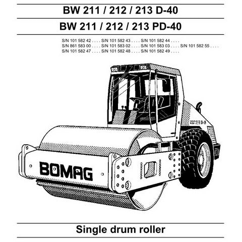 Bomag BW 211/212/213 D-40/PD-40 Single Drum Roller Service Manual