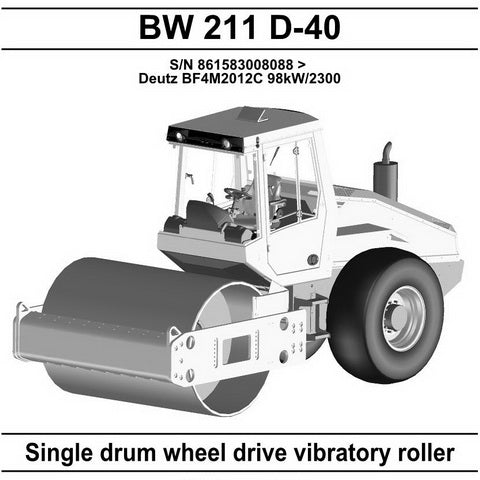 Bomag BW 211 D-40 Single Drum Wheel Drive Vibratory Roller Spare Parts Catalogue