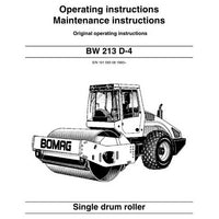 Bomag BW 213 D-4 Single Drum Roller Operation & Maintenance Instructions Manual