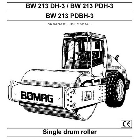 Bomag BW 213 DH-3 / BW 213 PDH-3 / BW 213 PDBH-3 Single Drum Roller Operation & Maintenance Instructions Manual