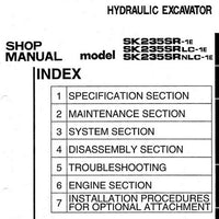 Kobelco SK235SR-1E, SK235SRLC-1E, SK235SRNLC-1E Hydraulic Excavator Shop Manual - S5YF0002E1