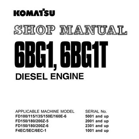 Komatsu 6BG1, 6BG1T Diesel Engine Shop Manual - 6BG1T-BE2