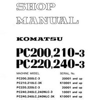 Komatsu PC200,210,220,240-3 Hydraulic Excavator Shop Manual - SEBM02050309
