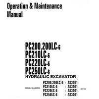 Komatsu PC200-6, PC200LC-6, PC210LC-6, PC220LC-6, PC250LC-6 Hydraulic Excavator Operation & Maintenance Manual (A83001 and up) - CEAM001200