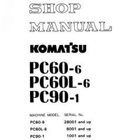 Komatsu PC60-6, PC60L-6, PC90-1 Hydraulic Excavator Shop Manual - SEBM02010607