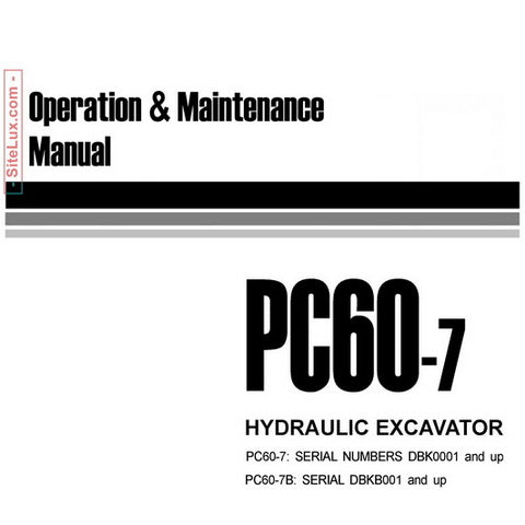 Komatsu PC60-7, PC60-7B Hydraulic Excavator Operation & Maintenance Manual - YEAM200300