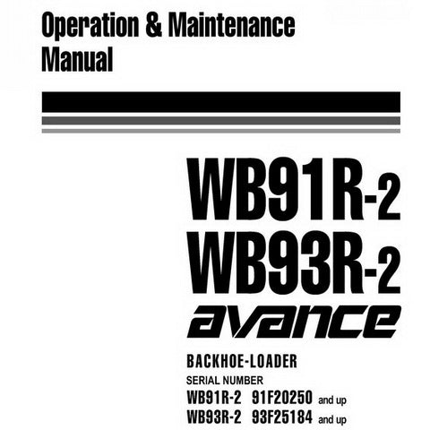 Komatsu WB91R-2, WB93R-2 avance Backhoe Loader Operation & Maintenance Manual - WEAM002304